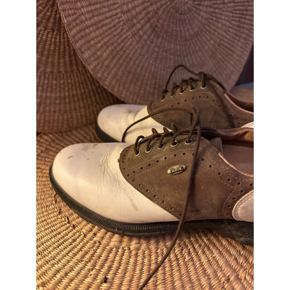 Footjoy Men's Leather Oxford Saddle Spiked Golf Shoes